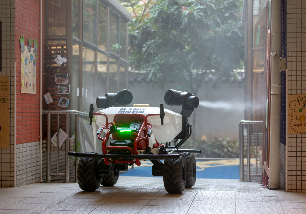 xag robot joins drone fleet to initiate ground air disinfection in coronavirus battle