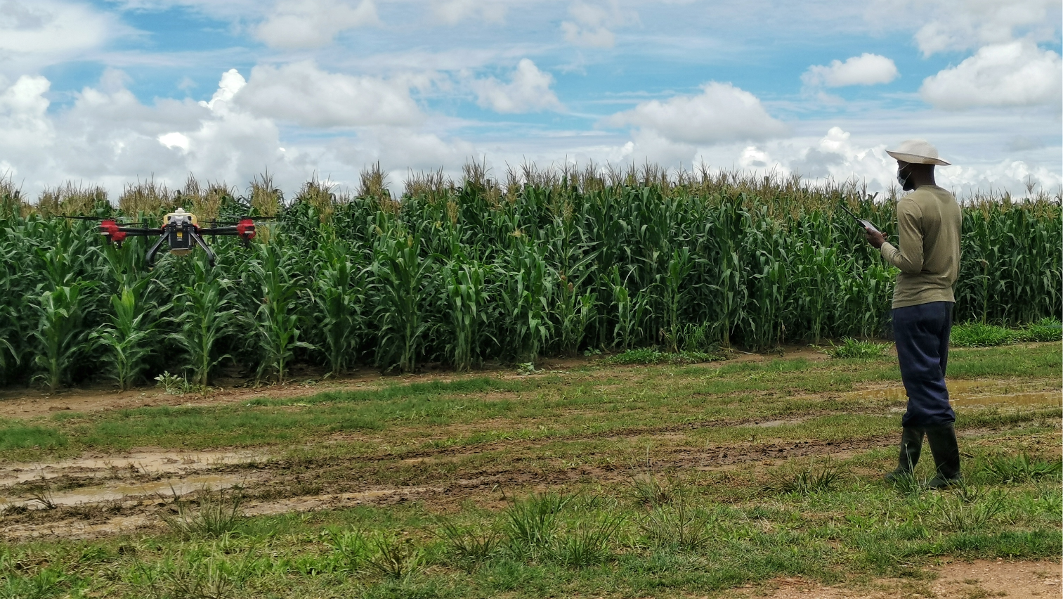 zambia youth operated xag agricultural drone to take off