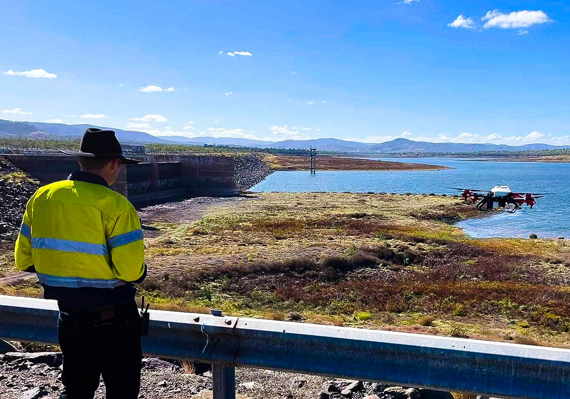 another battle begins to protect shrimps and fish against invasions. a very impressive and cost effective way to control aquatic weeds in and around multiple large dams. queensland, australia. august 2021.