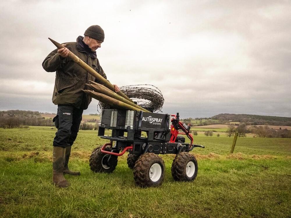 xag r150 farm robot can be a faithful companion to do all the heavy lifting around the farm. just put all metal mesh fence and stakes on your smart robot, and head for fencing with clicks on a remote control.