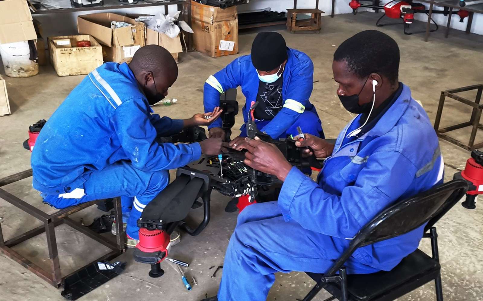 put on earphones and play music, some rhythm will make drone assembling much more enjoyable. (zambia, source: sunagri)