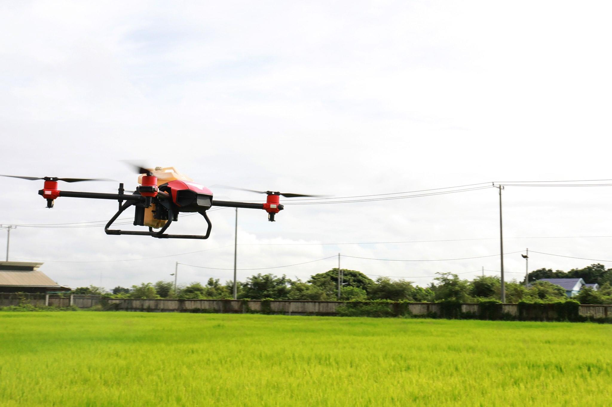 xag agricultural drone is guarding the rice in cambodia