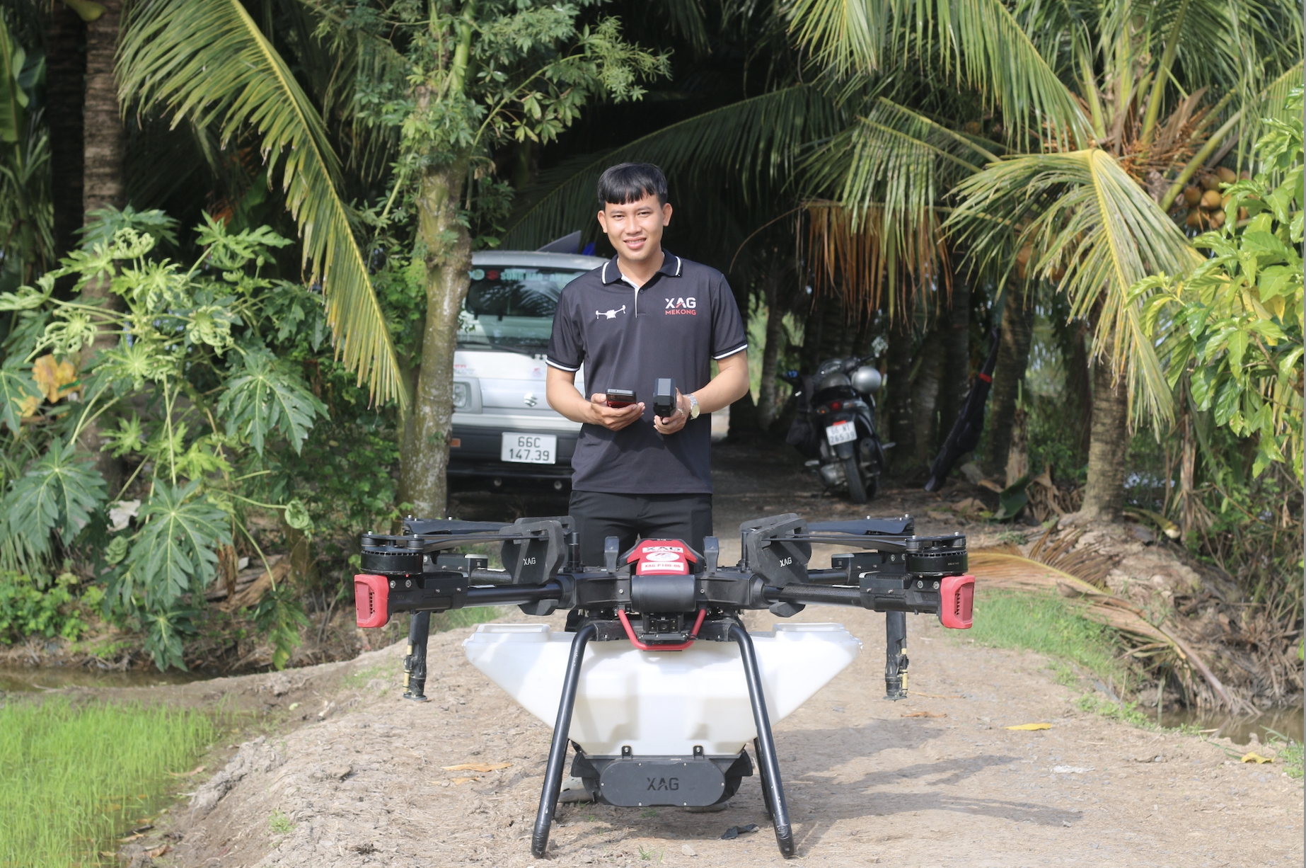 tran minh man and his xag p100 agricultural drone